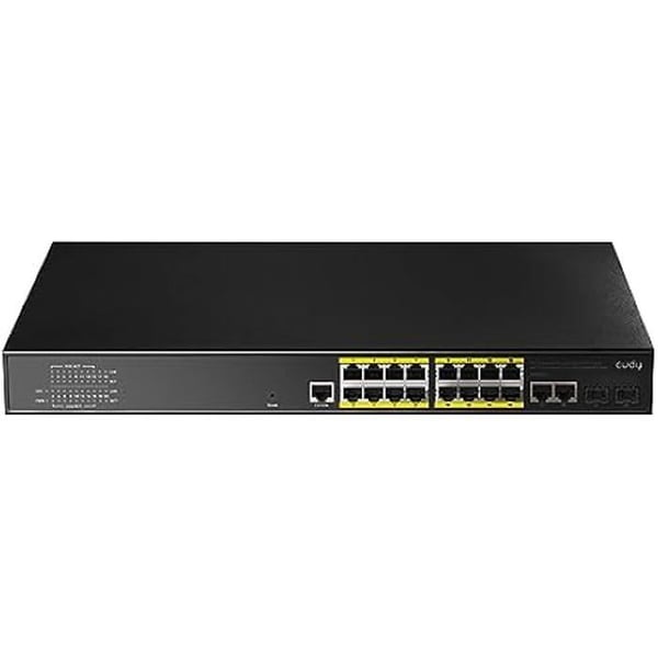 16 Port L2 Gigabit PoE+ Switch - CUDY - Konfigurerbar modell - 2 Uplink-portar - 2 SFP - 200W