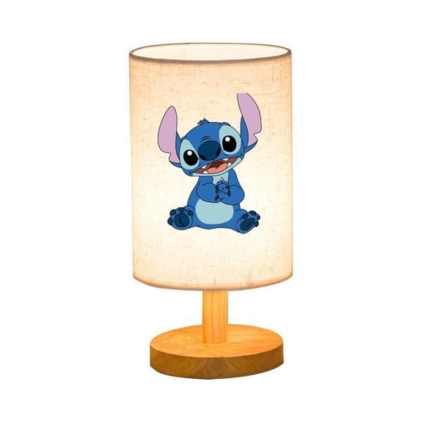 Sänglampa, 3-vägs dimbar, skärm av linnetyg, träfot, liten bordslampa (glödlampa ingår)