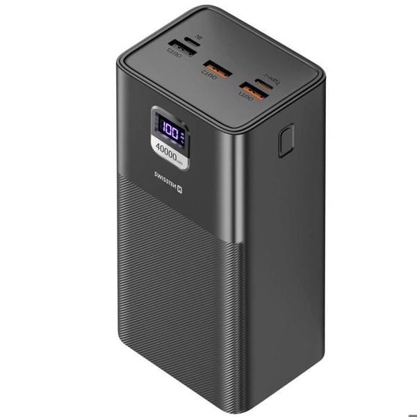Nödbatteri - SWISSTEN - Power Line Compact - 40000mAh - 100W - Svart