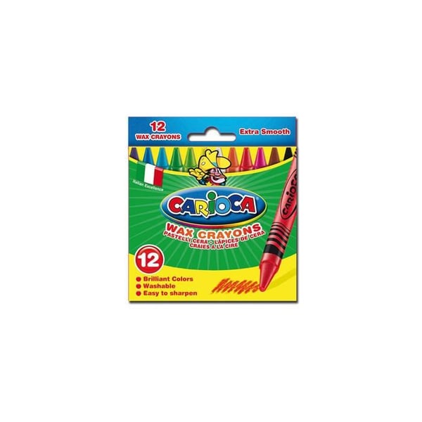 Carioca Icke-permanent vaxkrita blandade briljanta färger 8 mm förpackning om 12