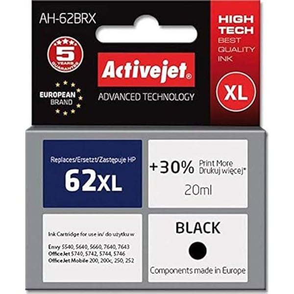 Activejet AH-62BRX-kompatibel svart bläckpatron med hög kapacitet (XL) - ACTIVEJET Brand