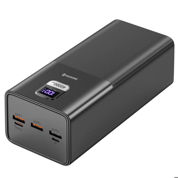Nödbatteri - SWISSTEN - Power Line Compact - 40000mAh - 100W - Svart