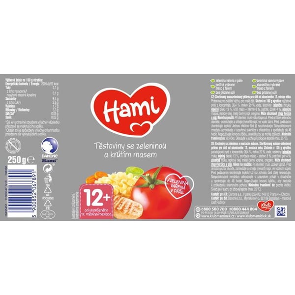 Hami Pasta med grøntsager og kalkunkød 6×250 g