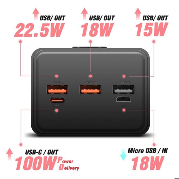 Nödbatteri - SWISSTEN - Power Line Compact - 40000mAh - 100W - Svart