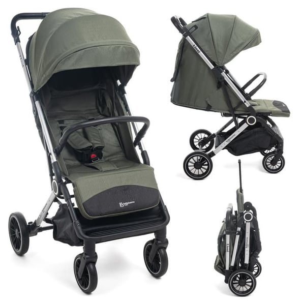 Bebelissimo - Barnvagn Ultralätt Fällbar - Kompakt - Enhandsgrepp - Resvagn - Lioni - grön