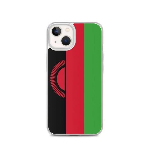 Telefonfodral – Malawi-flagg – Kompatibel med iPhone 13 – Flexibelt fodral – Slitstarkt och stötbeständigt – Silikon – Pixelforma