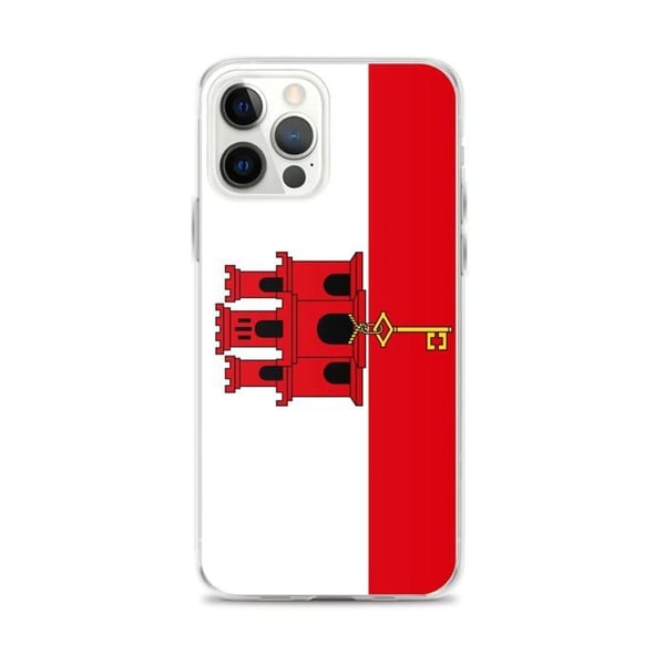 Telefonfodral – Gibraltarflagga – Kompatibel med iPhone 12 Pro Max – Flexibelt fodral – Stötsäkert och slitstarkt - Silikon - Pixelforma