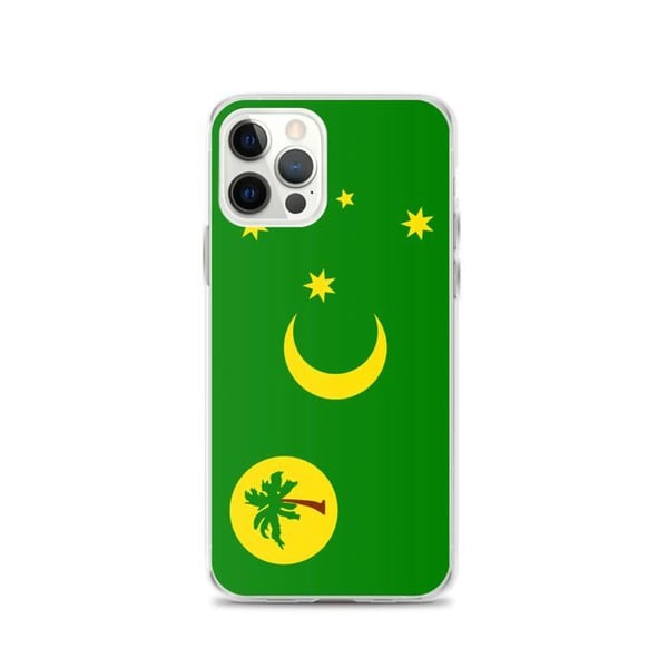 Telefonfodral – Cocosöarnas flagga – Kompatibel med iPhone 12 Pro – Mjukt fodral – Stötsäkert och slitstarkt - Silikon - Pixelforma