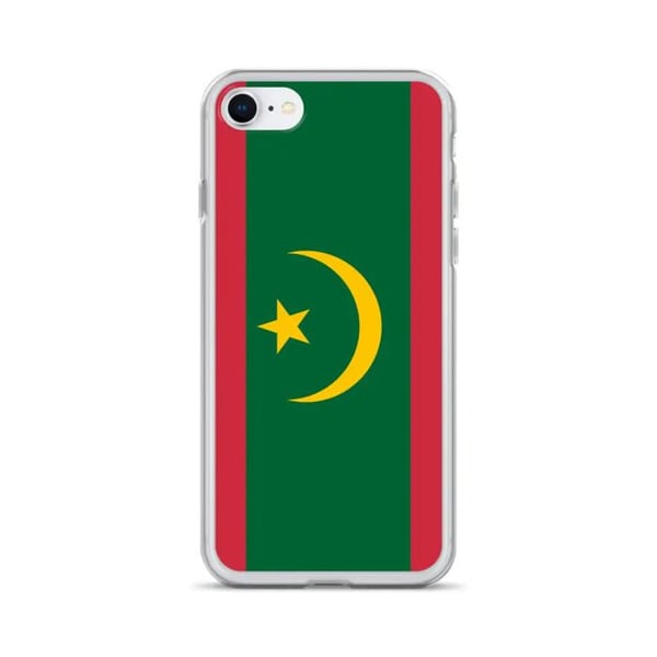 Mobilskal – Mauretanien Flagga – Kompatibel med iPhone SE – Mjuk Fodral – Slitstark och Stöttålig – Silikon – Pixelforma