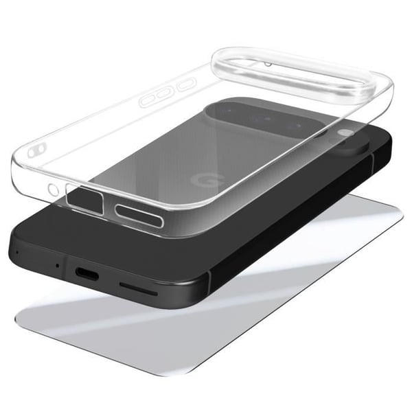 Skyddspaket för Google Pixel 9 Pro XL-fodral och härdat glas Mayaxess Transparent