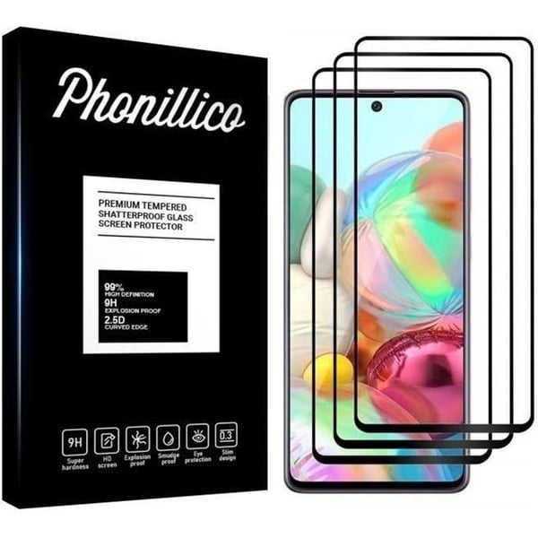 Skyddande film - Phonillico® - Samsung Galaxy A71 - Pack med 3 - Härdat glas - Svart kant