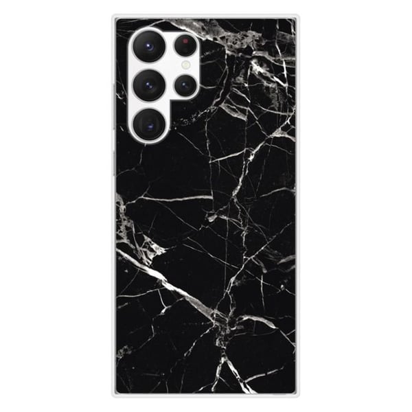 Tryckt silikonfodral kompatibelt Samsung Galaxy S23 Ultra Marble Black
