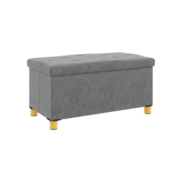 Opbevaringsbænk - MUVOE - 76 x 38 x 38 cm - Grå - Velour - 120 kg