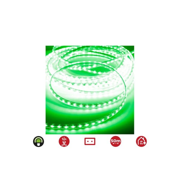 LED-rulle 50m. 60 LEDs/m 4,2w/m Grön EDM 220v-240v Ip44