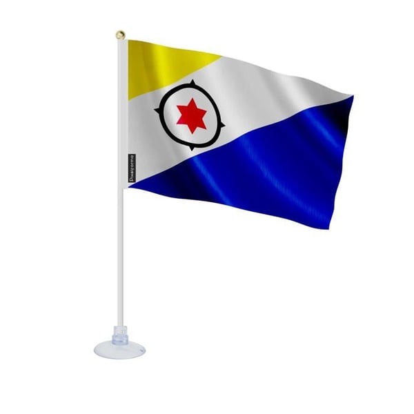 Mini Flagga Bonaire – Sugpropp – 14 x 21 cm – För Slät Yta – Polyester – 1 styck – Pixelforma
