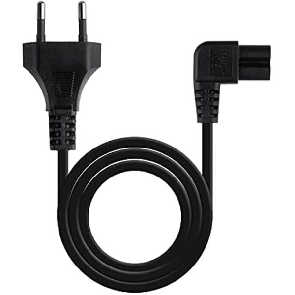 CEE7/16/M-C7/H vinklad strömkabel - NANO KABEL - 3 m - Svart