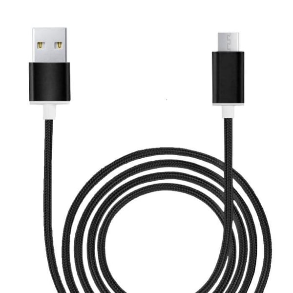 Micro USB-kabel för Danew Konnect 556 i nylon flätad synkroniserad snabbdataöverföring - SVART