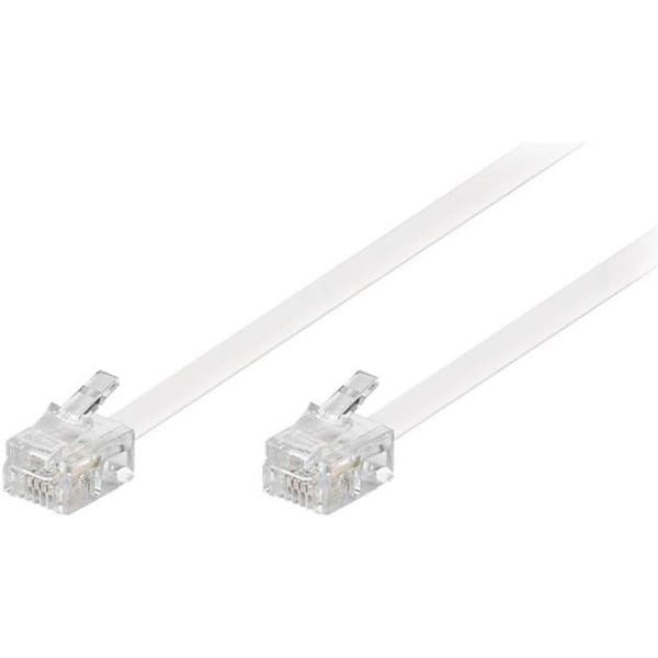 Telefonkabel RJ-11 (P) till RJ-11 (P) 15 m platt vit - goobay