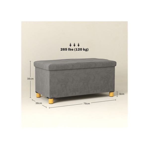 Säilytyspenkki - MUVOE - 76 x 38 x 38 cm - Harmaa - Sametti - 120 kg