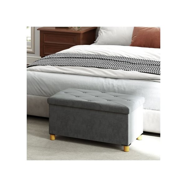 Säilytyspenkki - MUVOE - 76 x 38 x 38 cm - Harmaa - Sametti - 120 kg