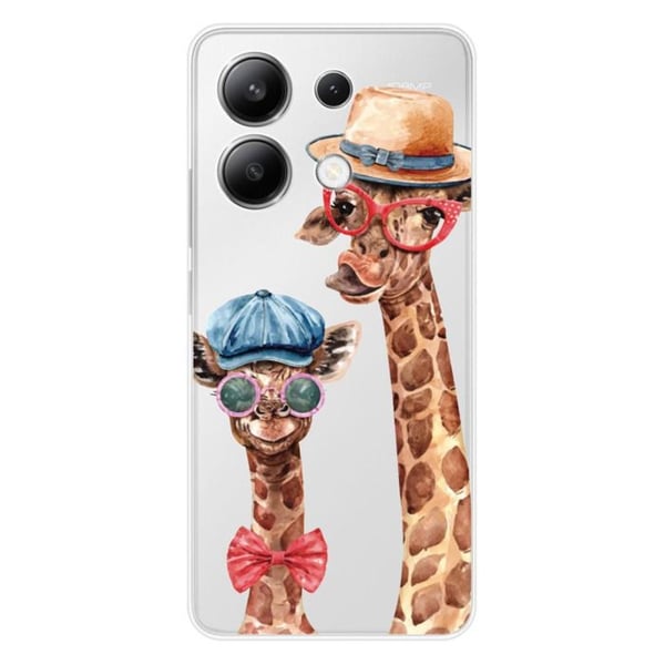 Tryckt silikonfodral som är kompatibelt med Xiaomi Redmi Note 13 4G Funny Giraffe