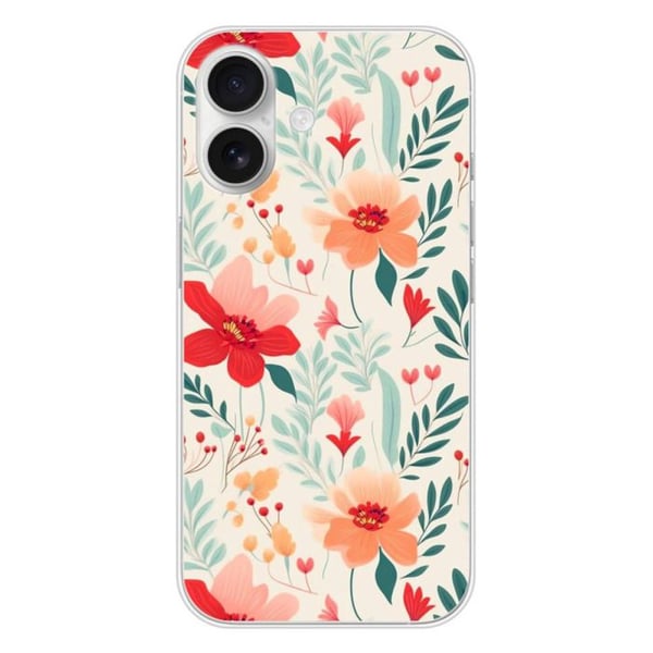 Silicone-skal med tryck kompatibel med Apple iPhone 16 Blomvägg