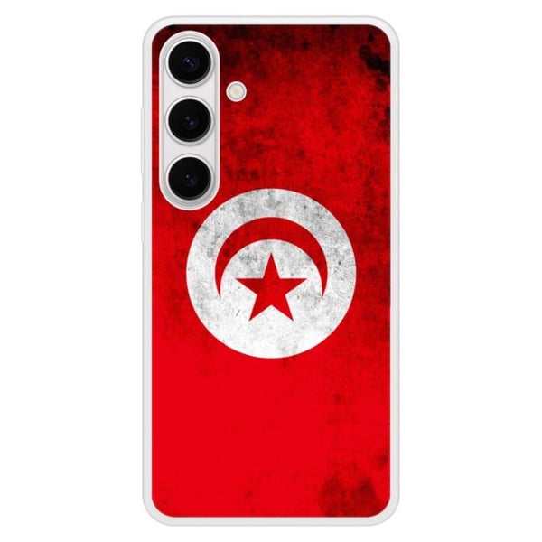 Förstärkt silikonfodral med tryck kompatibelt med Samsung Galaxy S24 Plus Tunisienflagga