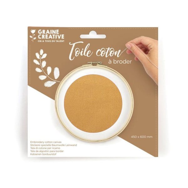 Graine Créative - Ideal bomullstyg för broderi Camel 45 x 60 cm