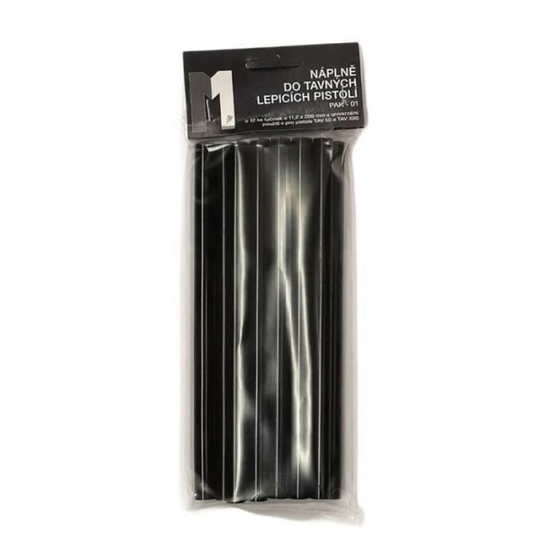 Set med termoplastiska patroner - Svart - 12 bitar - 11 mm i diameter - 20 cm lång