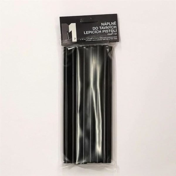 Set med termoplastiska patroner - Svart - 12 bitar - 11 mm i diameter - 20 cm lång
