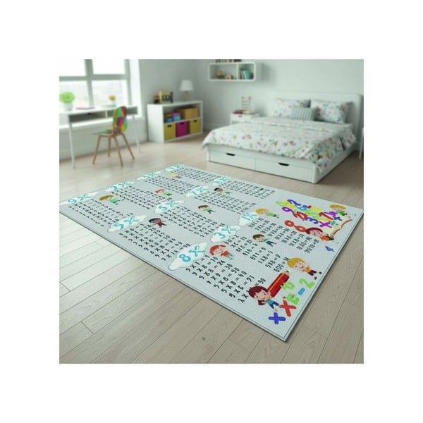 Utbildningsmatta för barn – Multiplikationstabeller 1 till 10, halkfri, tvättbar och lekfull dekoration (Dimension: 140x200 cm)