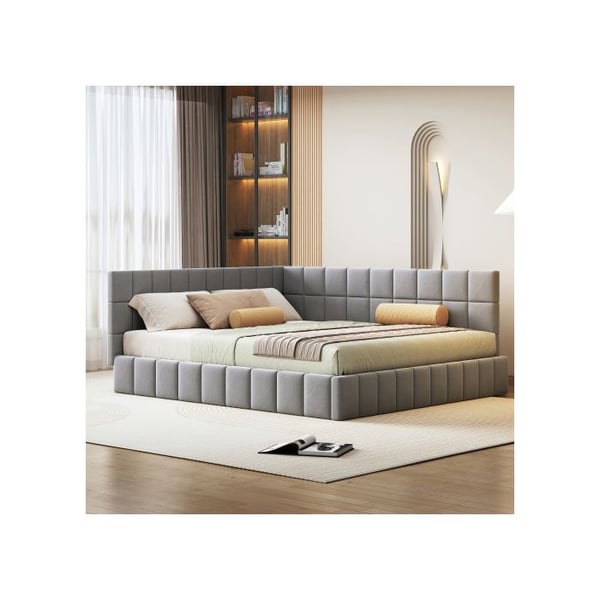 Sovesofa - MUVOE - 160x200 - Blødt gråt velour - Klassisk design - Multifunktionel