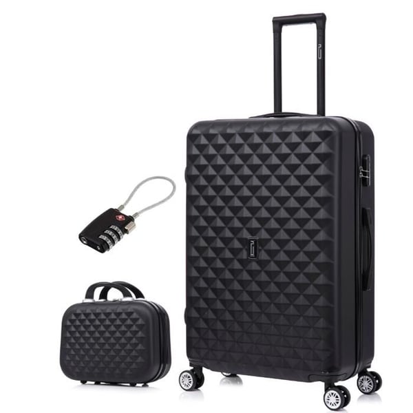 Stor resväska 75cm 23kg med sminkväska | CELIMS Urban resväska | 360-graders hjul | Lås | Svart