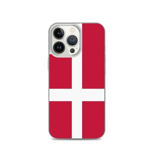 Mobilskal – Danmarks flagga – Kompatibel med iPhone 13 Pro – Mjuketui – Slitstark och stötresistent - Silikon - Pixelforma
