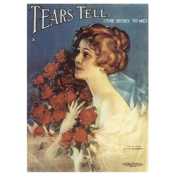 Legendarte - Vintage Music Cover Tears Tell (The Story To Me) - Målning, Print On Canvas cm. 50x70