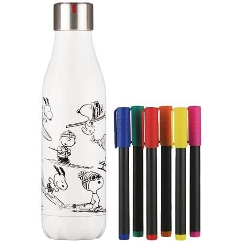 Isolerad flaska - LES ARTISTES-PARIS - Bottle'Up Kreativ Snoopy - 500 ml - Med 6 tuschpennor