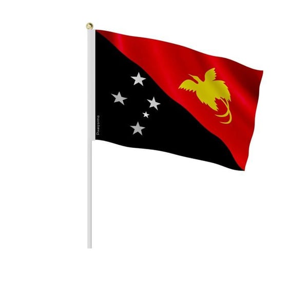 Miniflaggor – Papua Nya Guinea – 14 x 21 cm – Att Hålla i Handen – Polyester - 100 stycken – Pixelforma