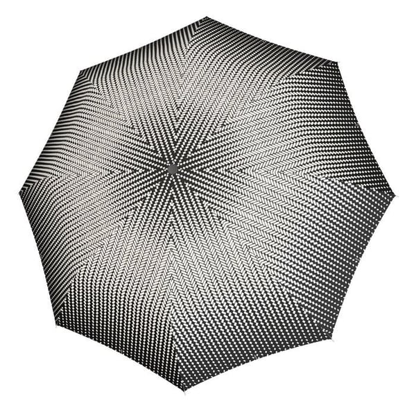 Fickparaply - DOPPLER - Fiber Magic Traced - Svart och creme - Automatisk öppning - Hydrofob
