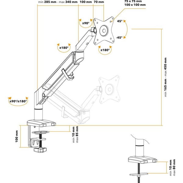 AlzaErgo Arm S210S Space Saver silver