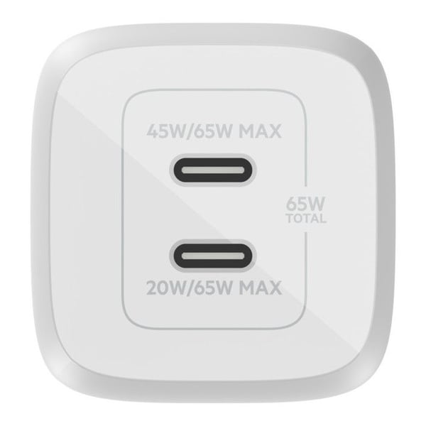 Laddare - Belkin - 65W - 2 USB-C-portar - Power Delivery - Vit