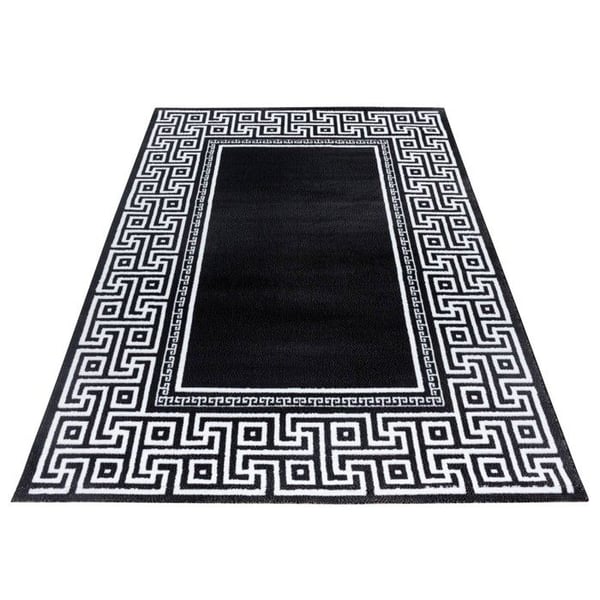 Moderna geometrisk designmatta Versace kantoptik svart vit (120x170 cm)