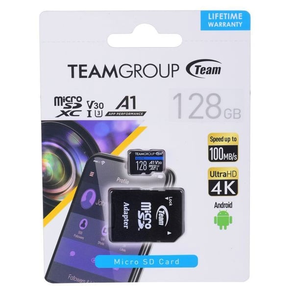 Minnesskort - Team Group - Elite A1 - 128 Go - microSDXC - UHS-I U3, V30, A1 Minnesskort - Team Group - Elite A1 - 128 Go - microSDXC - UHS-I U3, V30, A1