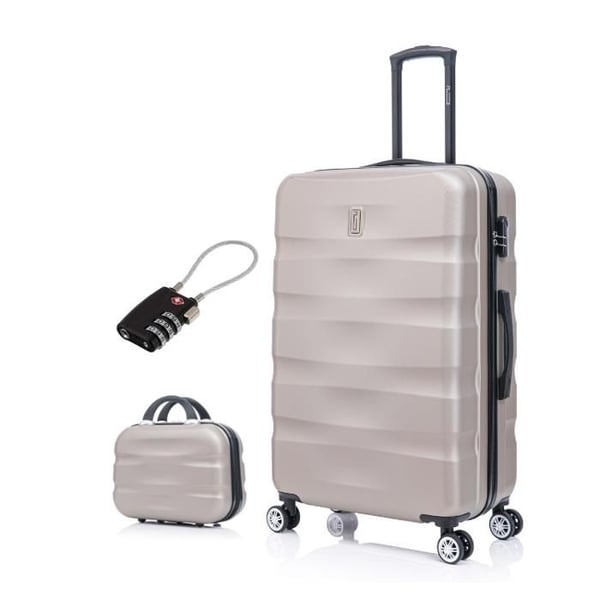 Stort Resväska 75cm 23kg med Necessär | Resväska CELIMS AeroWave | 360-hjul | Lås | Champagne