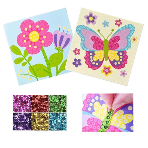 Kit med paljetter - Blomma och fjäril - Kreativa fritidsaktiviteter - Barn - Från 3 år - CTOP