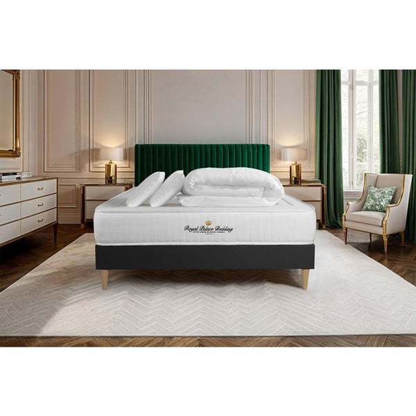 Sängset resårbotten madrass 200x200 - ROYAL PALACE BEDDING - Lancaster - Minnesskum - Fast - 2 kuddar
