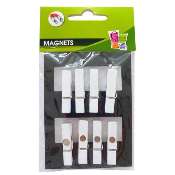 Magnetklämmor - GRAINE CRÉATIVE - Vit - 8 stycken - 3,5 cm - Trä
