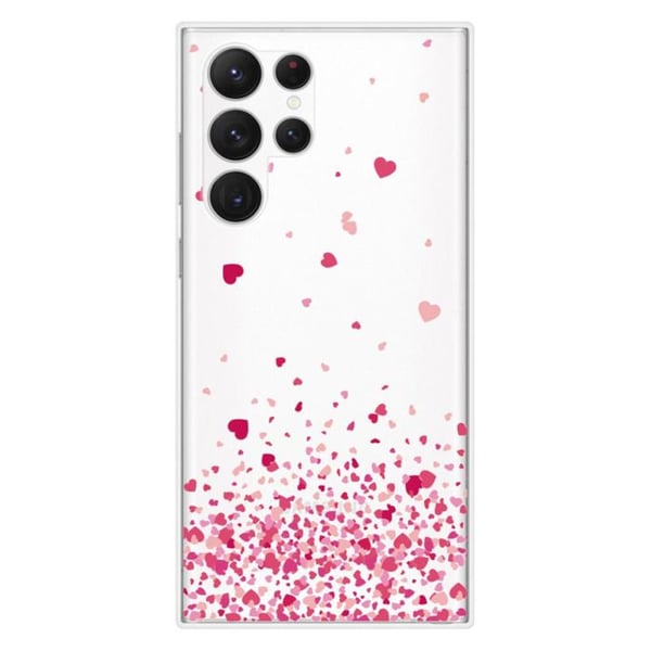 Siliconfodral - Kompatibel med Samsung Galaxy S23 Ultra - design med rosa hjärtkonfetti