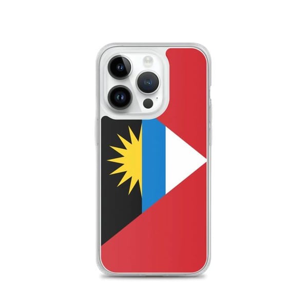 Mobilskal – Antigua och Barbudas flagga – Kompatibel med iPhone 14 Pro – Mjuk fodral – Stöttålig och krossäker – Pixelforma