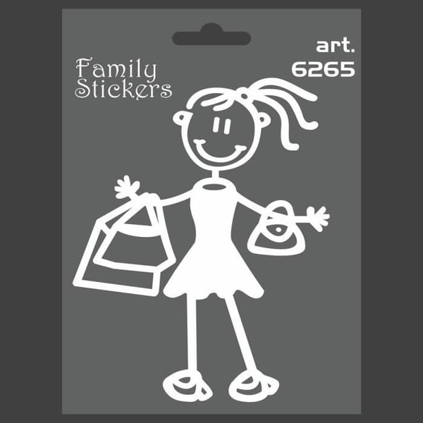 Bilstickers - Familj - 9 x 12 cm - Garanterat fastsättning - Hållbar motståndskraft - Vit färg