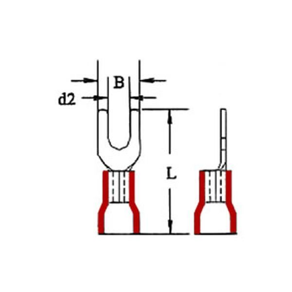Pack med 100 gafflar till terminaler - ELECTRO DH - 10.925/4.3/A - 4,3 mm - Gul - Kablar 4-6 mm²